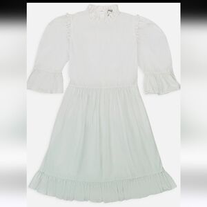Batsheva NWOT Exclusive Dip Dye Short Prairie White Green Day Dress Size 4